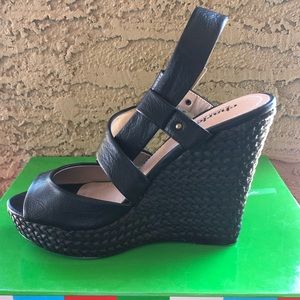 👠Charles David black leather espadrilles 7.5